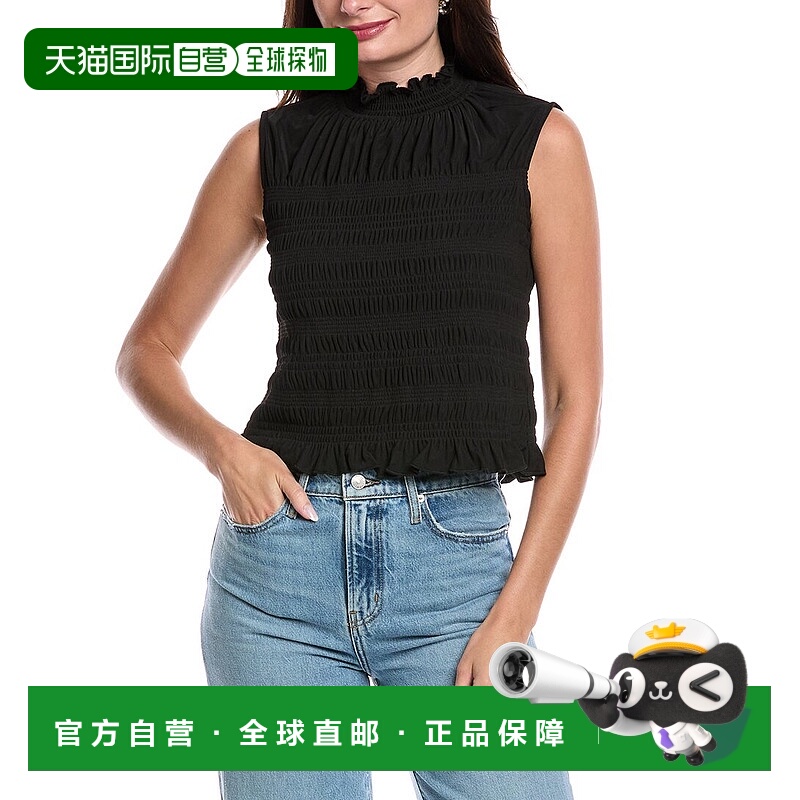 自营nicole miller妮可 米勒烟熏上衣-黑色 美国奥莱直发