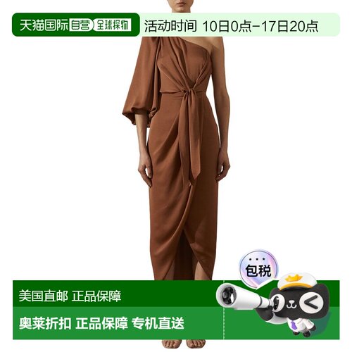自营Shona Joy LUXE TIE FRONT ONE SHOULDER DRESS - brown 美国