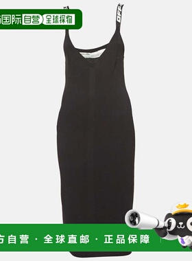 自营Off-White Black Rib Knit Logo Strap Fitted Short Dress -