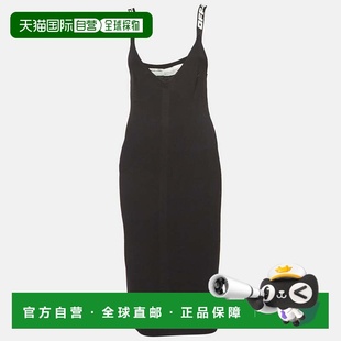 自营Off-White Black Rib Knit Logo Strap Fitted Short Dress -