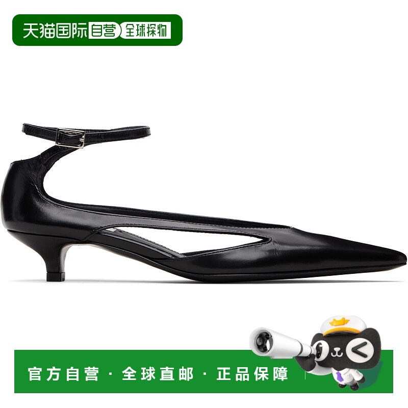 1h可退 香港直邮潮奢 toteme 女士 黑色 Leather Kitten 低跟鞋 2