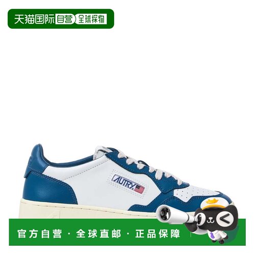 自营autry白色Mallard蓝色Medalist低矮皮革运动鞋-白色 美国奥莱