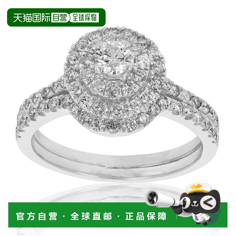 自营 vir jewels7/8 克拉钻石结婚订婚戒指套装 14K 白金圆形新娘