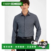 Alfani正装 FTS283 衬衫 自营 男式 炭质奖章弹力修身 灰色 美国奥莱