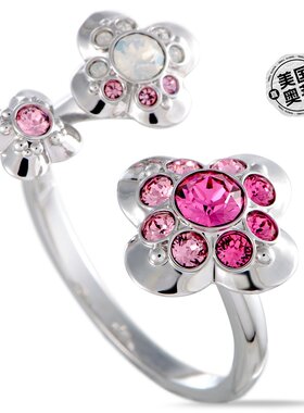 自营swarovski/施华洛世奇 Cherie 粉色和透明水晶花朵戒指 【美