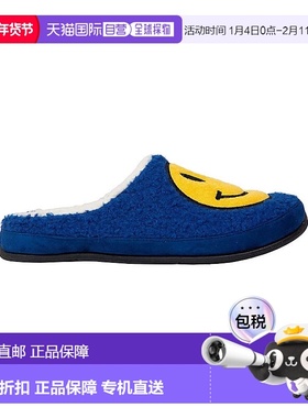 自营 deer stags鹿笑脸滑拖鞋男式蓝色人造毛皮记忆海绵MKZZ88-蓝