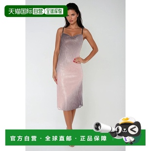Ombre Pleat black Women blush Dress Midi 自营Bebe Cowl