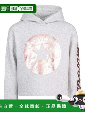 自营Converse Cropped Foil Hoodie Girls  Heather Gray Graphic