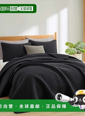 自营 Peace Nest Peace Nest 3 件套绗缝床罩套装 - 黑色 美国奥