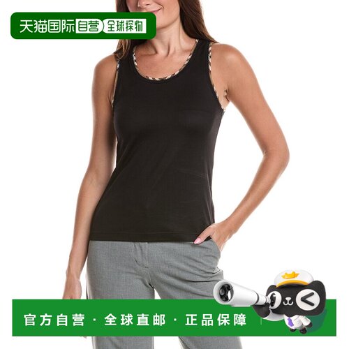 自营Burberry Elyssa格子背心-黑色 美国奥莱直发