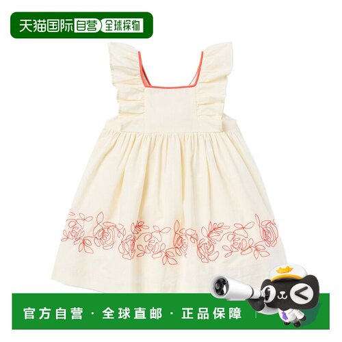 自营janie and jack珍妮和杰克刺绣花朵镶边连衣裙-棕色 美国奥莱