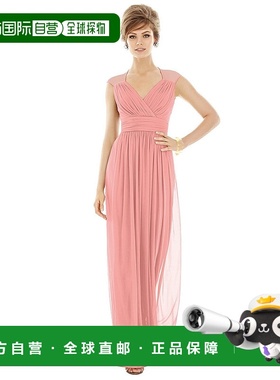 自营 alfred sung雪纺针织盖袖 V 领长裙 - 杏色 美国奥莱直发