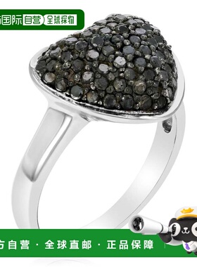自营 vir jewels 1 cttw 黑色钻石心形戒指 .925 纯银镀铑 - 银