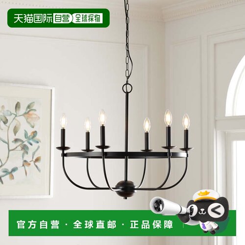 自营safaviehLannan 6 盏灯 23 英寸枝形吊灯 - 黑色 美国奥莱直