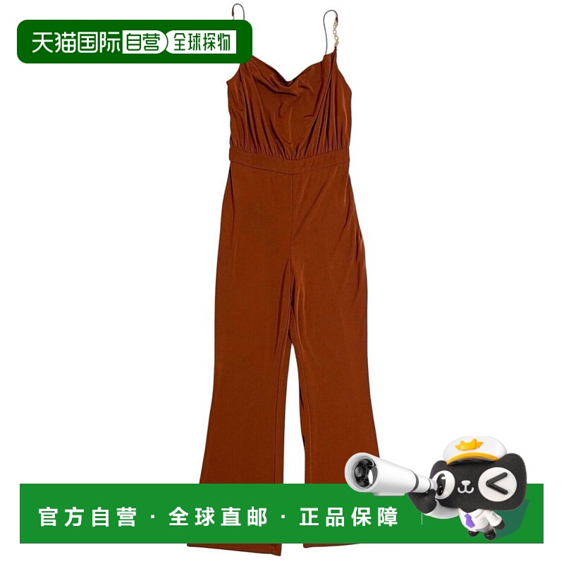 自营 jason wu女士 Emmett 围脖领连体裤，配珠宝肩带，焦橙色 -