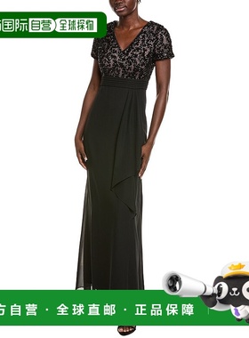 自营JS Collections Eliana Mixed Media Gown - black 美国奥莱