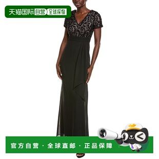 自营JS Collections Eliana Mixed Media Gown - black 美国奥莱