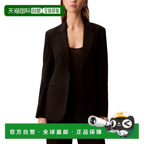 自营Calvin Klein光滑弹力束腰西装外套-黑色 美国奥莱直发
