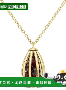 自营 mimi & max3 5/8 CT TGW 石榴石笼形吊坠带链条镀黄色纯银 -