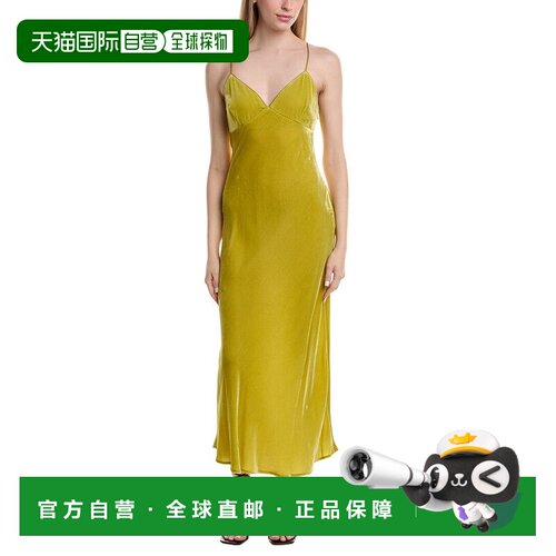 自营susana monaco丝绒斜丝混纺长裙-红色 美国奥莱直发连衣裙