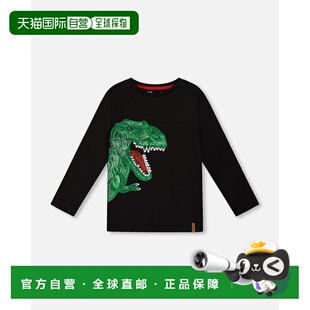 自营deux par deuxLong Sleeve Jersey Tee Shirt with Dinosaur