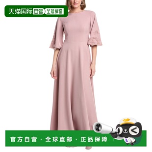 Bell 美 自营Rene Embroidered Gown pink Crepe Ruiz Sleeves