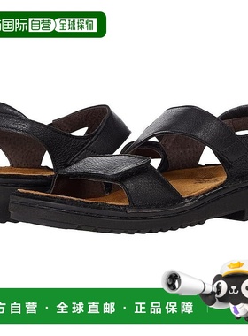 自营 Naot Enid 63082-277女式凉鞋US 8黑色皮革可调节表带ZPO326