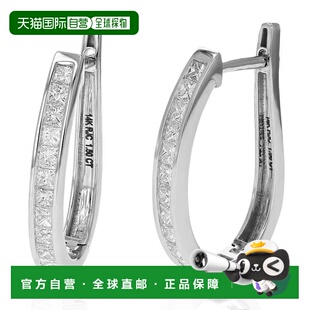 自营vir 克拉公主方形切割钻石圈形耳环 14K 白金通道 jewels1.50