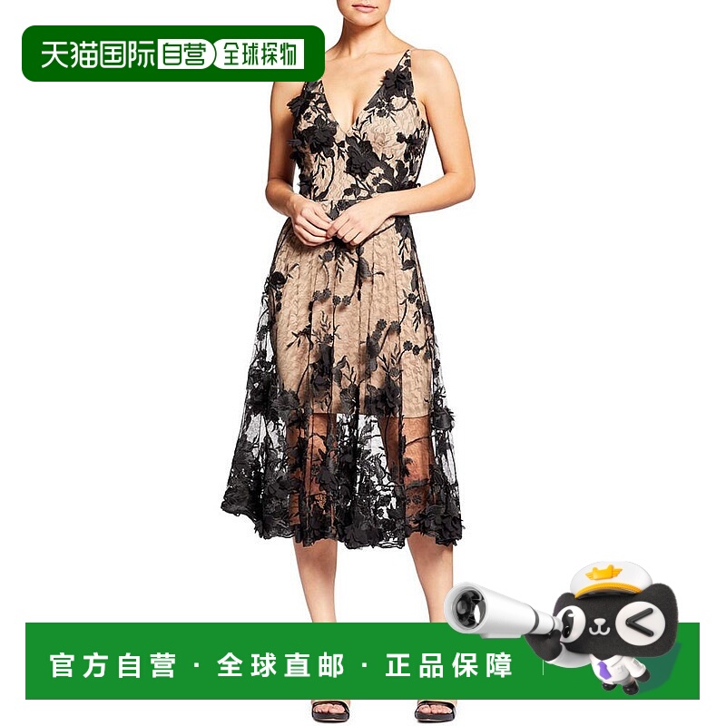 美国直邮Dress the Population 女士长袖蕾丝连衣裙短袖紧身迷你