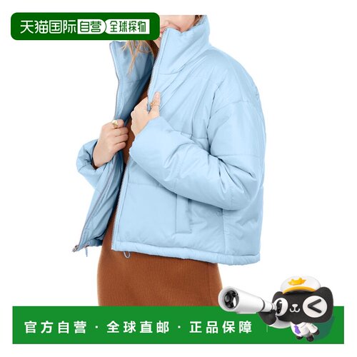 自营Celebrity Pink Women Powder Blue Puffer Jacket Coat Zipp