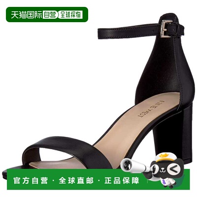 自营Nine West Pruce Block Heel Sandal Black Nappa  WNPRUCE-B