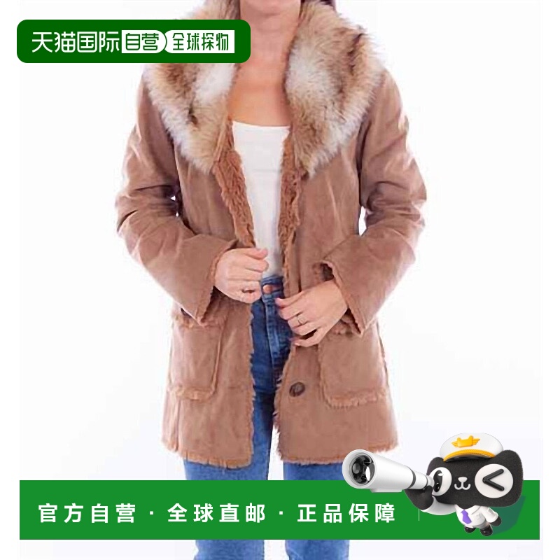 自营 scully棕褐色人造毛领夹克 - 棕褐色 美国奥莱直发皮草