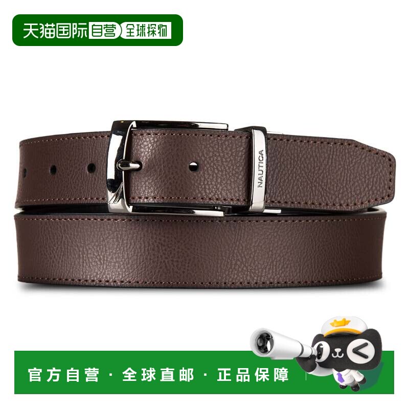 自营Nautica男士双面雕刻标志皮带-鹿皮fa07 美国奥莱直发