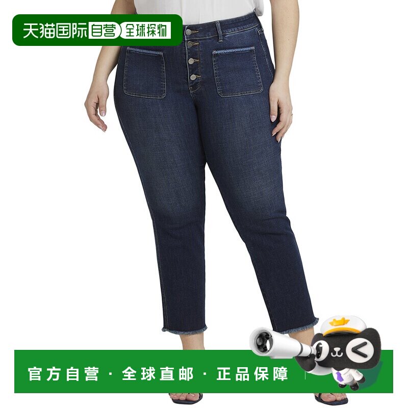 自营NYDJ Plus Marilyn Lotus Gardens直腿牛仔裤-蓝色 美国奥莱 - 实物图