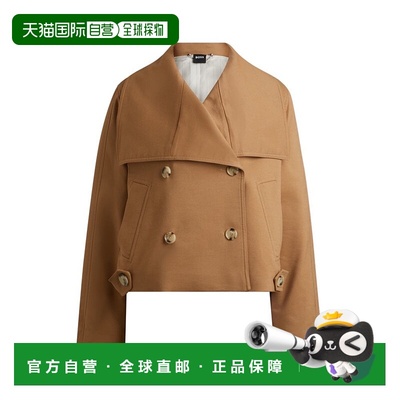 自营boss弹力材料双排扣外套-米色 美国奥莱直发
