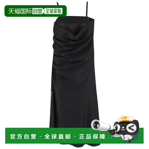 自营carven黑色真丝连衣裙-黑色 美国奥莱直发吊带性感