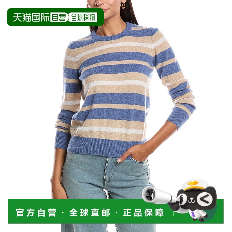 自营Minnie Rose Striped Cashmere Pullover - blue 美国奥莱直