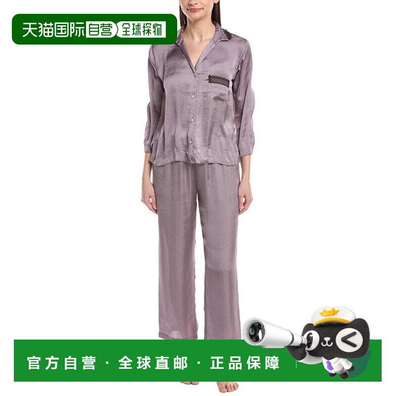 自营Natori 2pc Ashley Washed Satin Icon Notch Pajama Set - p
