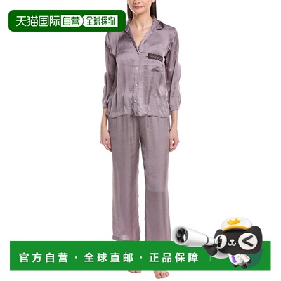自营Natori 2pc Ashley Washed Satin Icon Notch Pajama Set - p