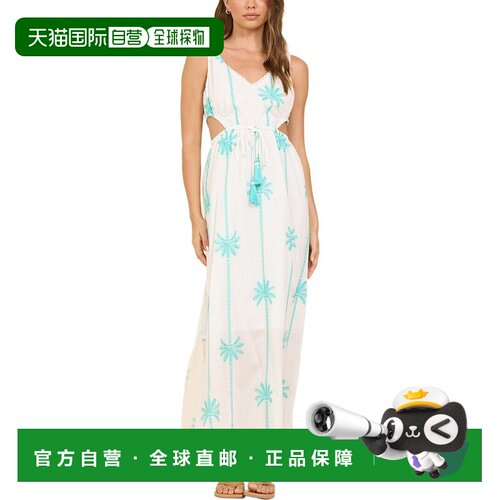 自营Surf Gypsy Striped Palm Embroidered Dress - white 美国奥