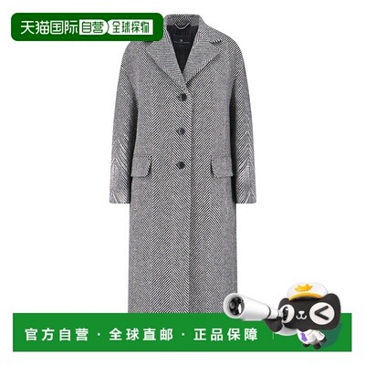 自营ermanno scervinoMaxi Coat With Houndstooth Pattern – Bl