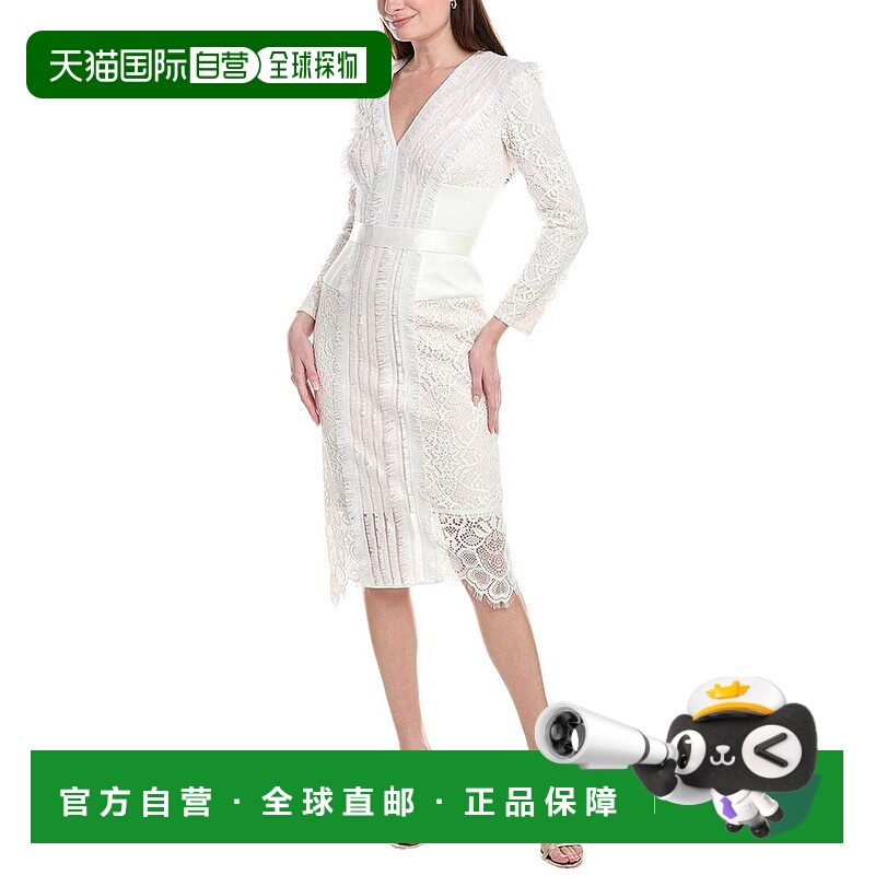 1h可退 【美国直邮】tadashi shoji 女士 连衣裙蕾丝紧身拼接优雅