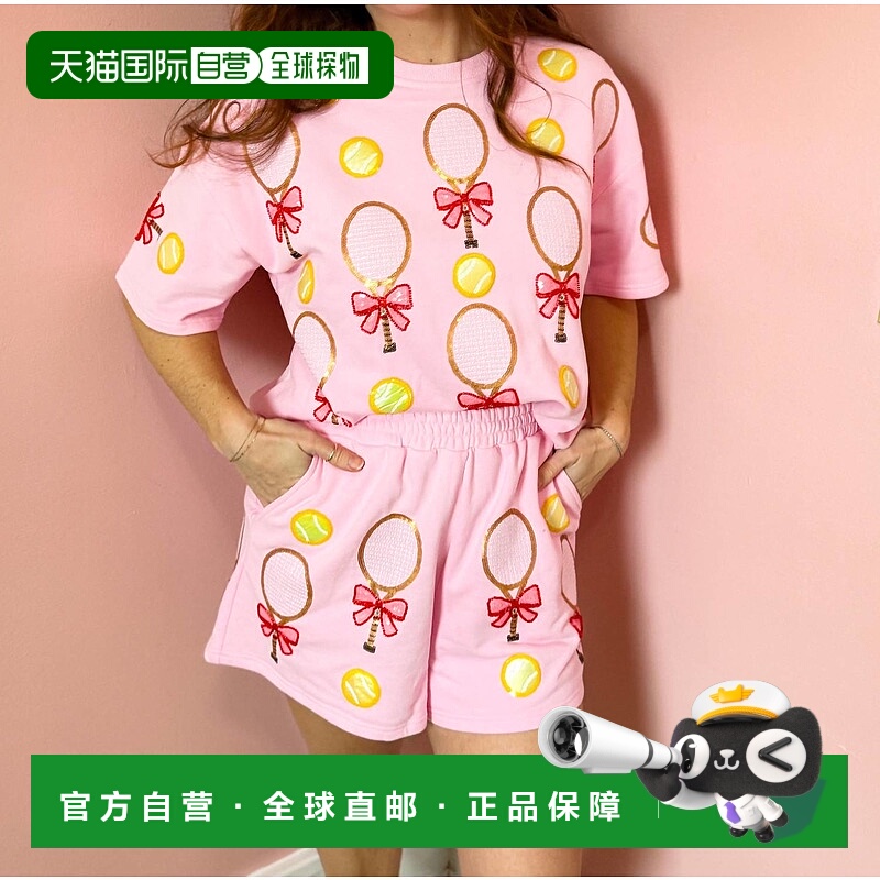 自营 queen of sparkles蝴蝶结网球拍短款粉红色多色 美国奥莱直