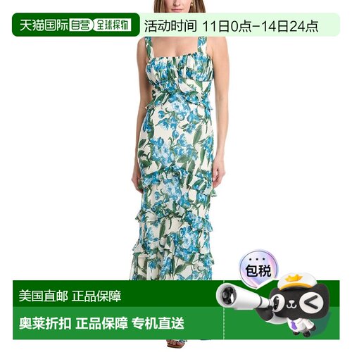 自营Julia Jordan Printed Chiffon Sleeveless Maxi Dress - whi