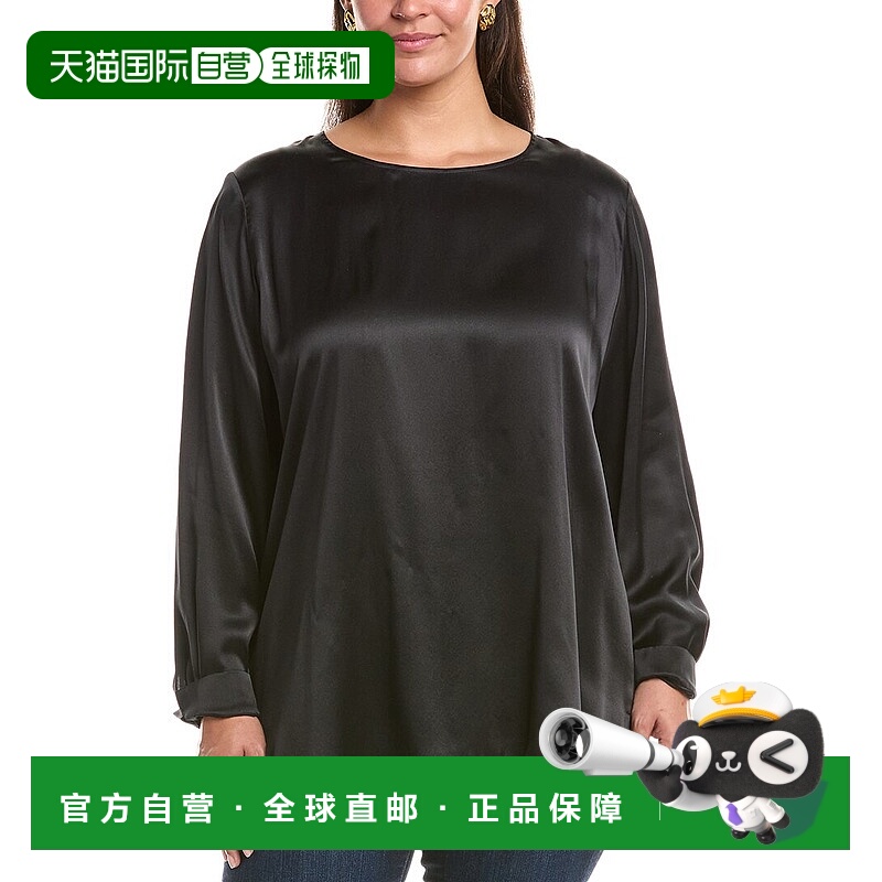 自营Marina Rinaldi Plus Ottelia丝绸衬衫-黑色 美国奥莱直发