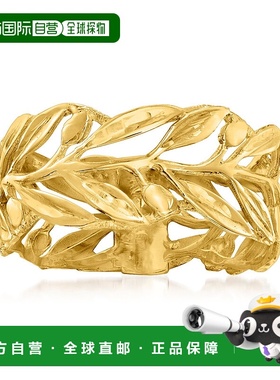 自营 Ross-Simons 意大利 14kt 黄金镂空叶子戒指 - 黄色 美国奥