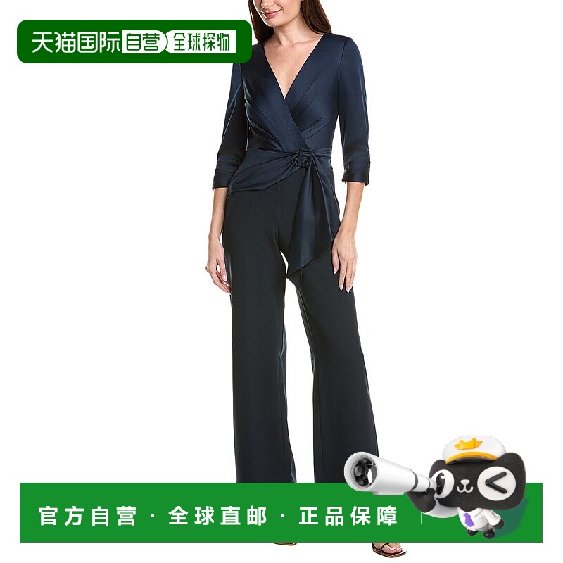 自营Adrianna Papell Satin Crepe Jumpsuit - navy 美国奥莱直发