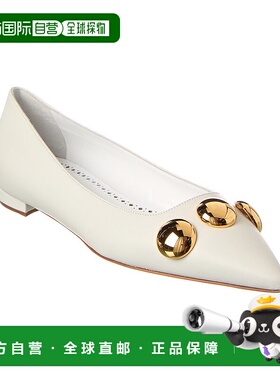 自营 Manolo Blahnik Chappa 皮革平底鞋 - 白色 美国奥莱直发