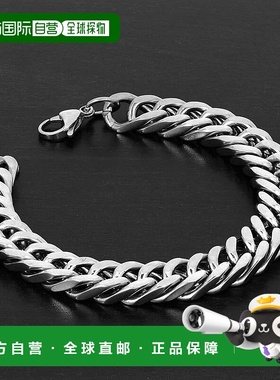 Crucible Los Angeles 抛光不锈钢锁链 10 毫米宽手链 - 银色 【