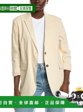 自营 Theory Rolled Sleeve BF Linen-Blend Jacket - multi 美国